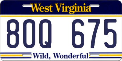 WV license plate 8OQ675