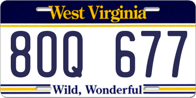 WV license plate 8OQ677