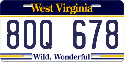 WV license plate 8OQ678