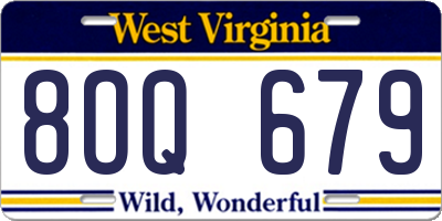 WV license plate 8OQ679
