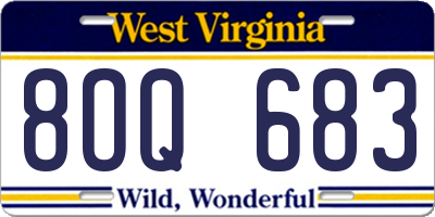 WV license plate 8OQ683