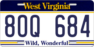 WV license plate 8OQ684