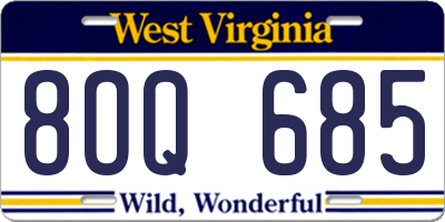 WV license plate 8OQ685