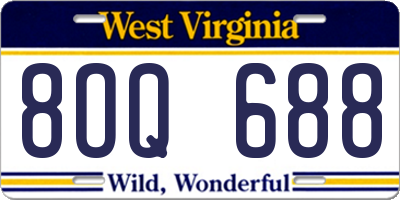WV license plate 8OQ688
