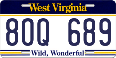 WV license plate 8OQ689