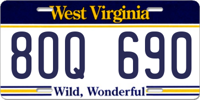 WV license plate 8OQ690