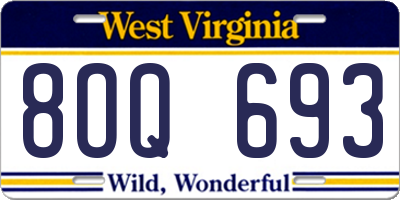 WV license plate 8OQ693