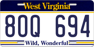 WV license plate 8OQ694