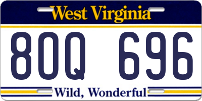 WV license plate 8OQ696