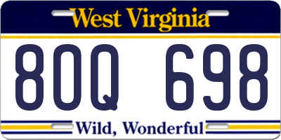 WV license plate 8OQ698