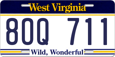 WV license plate 8OQ711