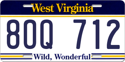 WV license plate 8OQ712