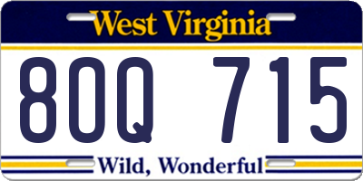 WV license plate 8OQ715