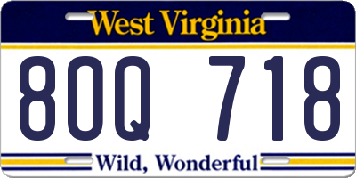 WV license plate 8OQ718