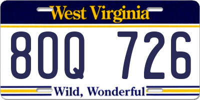 WV license plate 8OQ726