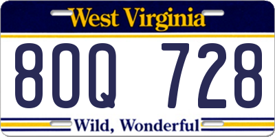 WV license plate 8OQ728