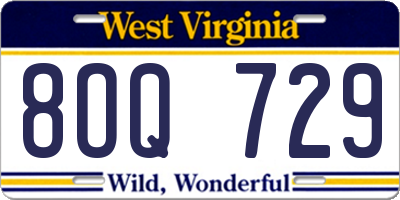 WV license plate 8OQ729