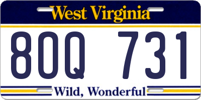 WV license plate 8OQ731