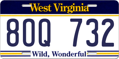 WV license plate 8OQ732