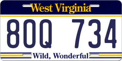 WV license plate 8OQ734