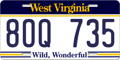 WV license plate 8OQ735