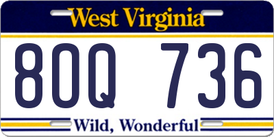 WV license plate 8OQ736