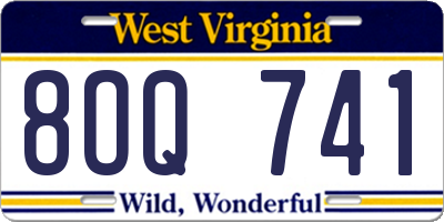 WV license plate 8OQ741
