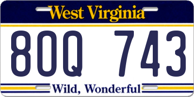 WV license plate 8OQ743