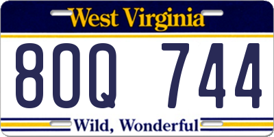 WV license plate 8OQ744