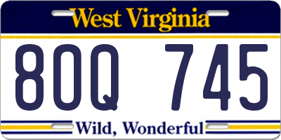 WV license plate 8OQ745
