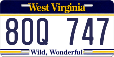 WV license plate 8OQ747