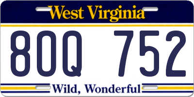 WV license plate 8OQ752