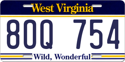 WV license plate 8OQ754