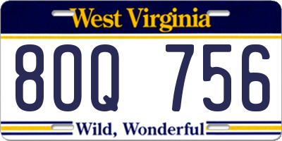 WV license plate 8OQ756