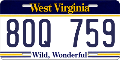 WV license plate 8OQ759