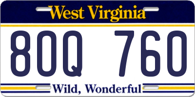 WV license plate 8OQ760