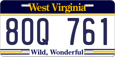 WV license plate 8OQ761