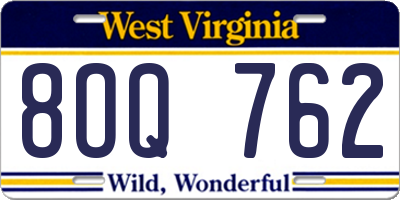 WV license plate 8OQ762