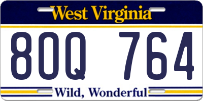 WV license plate 8OQ764