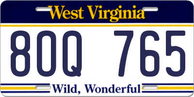 WV license plate 8OQ765