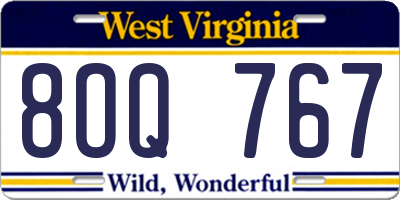 WV license plate 8OQ767