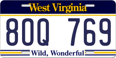 WV license plate 8OQ769