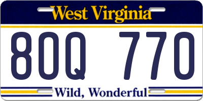 WV license plate 8OQ770