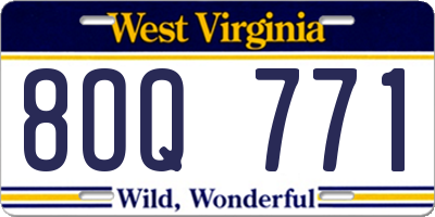 WV license plate 8OQ771