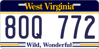 WV license plate 8OQ772