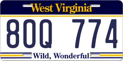 WV license plate 8OQ774