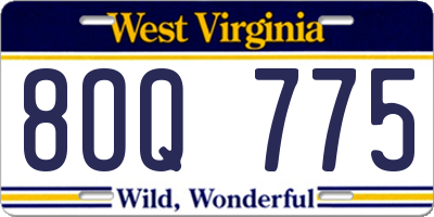 WV license plate 8OQ775