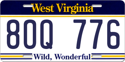 WV license plate 8OQ776