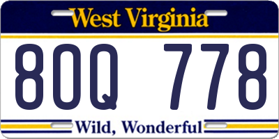 WV license plate 8OQ778