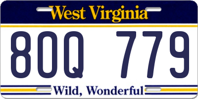 WV license plate 8OQ779